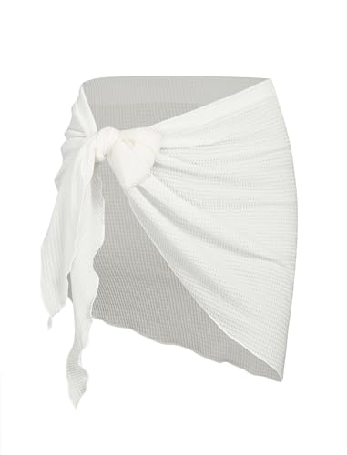 Image of ZAFUL Women's Sarong Coverups Beach Wrap Sheer Bikini Cover Up Mini Skirt | Wraps Swimwear, Cover Ups for Swimwear, Multi-Wear, Texture, Floral