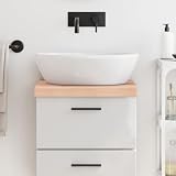 QUAHEAS Piano lavabo in legno di rovere massiccio, 40 x 30 x (2-6) cm, non trattato, con bordo naturale, per bagno, ufficio, officina, cucina, robusto e facile da pulire, ideale per rinnovare e