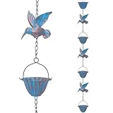 雨樋用レインチェーン、7.9ft の銅製ロータスレインチェーン、青い雨水チェーン、雨樋用ハミングバードレインチェーン、排水用吊り下げレインチェーン、雨樋用装飾レインキャッチャー