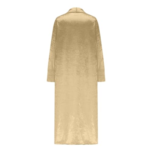 Women's Velvet Long Cardigan Jacket Dressy Velour Lapel Collar Maxi Coats Vintage Open Front Duster Cardigan Outwear4