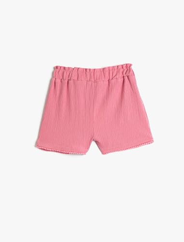 Pantalones cortos niñas elásticos Koton shorts fruncidos rosa de algodón ligero