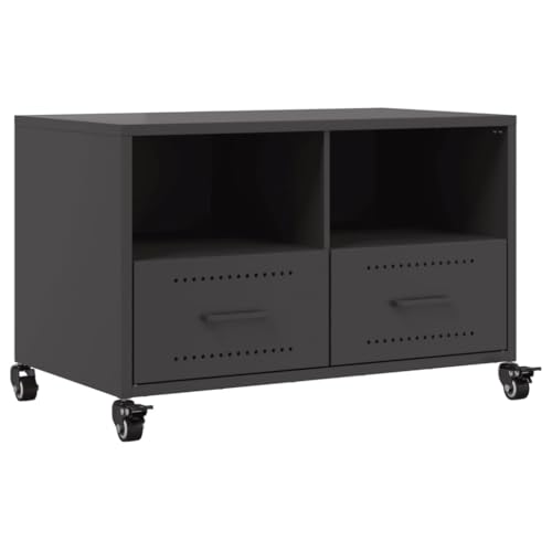 vidaXL Mueble de TV Acero Negro 68x39x43,5 cm, Soporte para TV, Mueble Multimedia, Armario Auxiliar, Armario para TV, Mueble HiFi