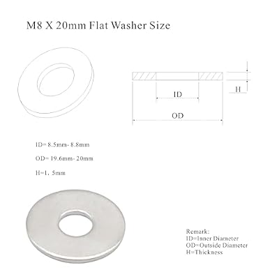 M8 x 20mm Flat Washer, 304 Stainless Steel Washers Flat, M8 Washers Flat OD 20mm | Thickness 1.5mm; 100Pcs