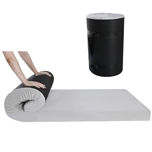 MeMoreCool Roll Up Floor Mattress, Portable Futon Mattress, High Density Foam Foldable Mattress with Travel Bag, Floor Lounger Sleep Mat Guest Bed Soft Folding Mattress for Travel, Car Tent