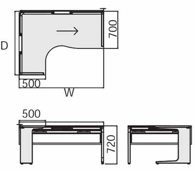 コクヨ レヴィスト デスクシステム パーソナルテーブル サイドウイングテーブル L側 幅1500MM 本体色 S85 チャコールメタリ | コクヨ レヴィスト デスクシステム パーソナルテーブル