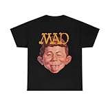 Collar type: Round neck MAD Alfred E Nman Shirt Retro Vintage O-Neck Cotton T Shirt Men Casual Short Sleeve Tees Tops Harajuku Streetwear Black XXL