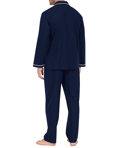 MoFiz Men's Cotton Pajamas Sets Sleepwear Long Sleeve Button Down Loungewear with Pants Soft Pjs Lounge Set with Pockets3