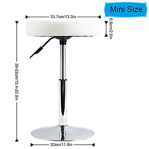 Image of FURWOO White Short Shop Stool - Height Adjustable Swivel Chair Stool for Office,SPA,Salon,Manicure and Tattoo Stations Small
