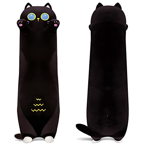 Oreiller Peluche Doudou Chat 110CM Coussin, Animaux Jouet Kawaii Pillow Moelleux, pour Canapé, Décoration D'intérieur, comme Cadeau pour Amis, Enfants, Amoureux Cover