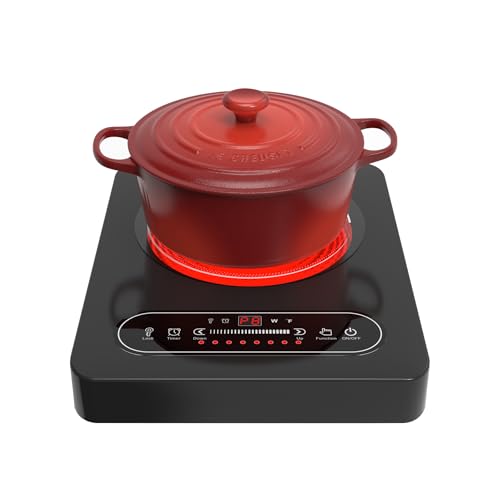 Electric Cooktop, 1800W Portable Electric Stove with LED Touch Control, Single Burner Infrared Hot Plate with Child Safe - Detailed View