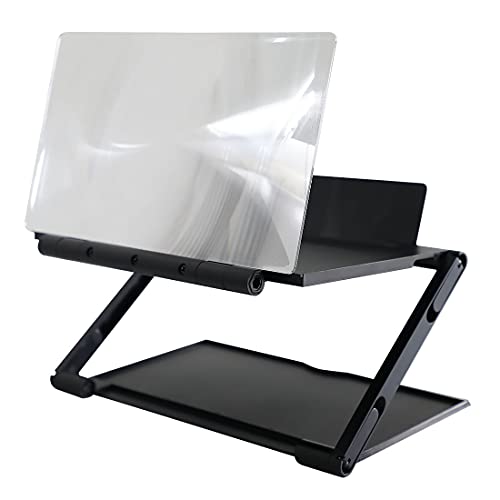 smolia スマホ拡大鏡 スモリアフォンZ 10インチ 拡大率 約3~4倍 卓上 デスクルーペ 卓上ルーペ 拡大鏡 スマホ スタンド 動画 ゲーム 3R SYSTEMS ブラック