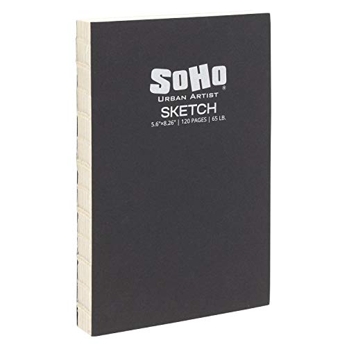SoHo Urban Artist Open Bound Sketch Pads - Open Coptic Bound Sketch Pads for Drawing, Calligraphy, Any Dry Media, & More! - [White - 5.6x8.26 - Single]