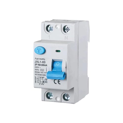 gloca Interruttore Differenziale Puro Salvavita 2P 300mA 220V-6KA CLASSE A 2 Moduli DIN (16 Ampere)