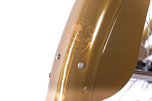 CHRISSON 26 Zoll Beachcruiser Sando Weiss Gold mit 6 Gang Shimano Tourney Kettenschaltung, Damenfahrrad, Herrenfahrrad im Retro Look, Vintage Cruiser Bike