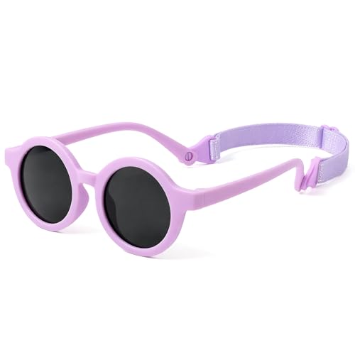 BTHRORO Gafas de sol para Bebé Polarizadas, Flexible Gafas Sol UV400 Protección con Correa Ajustable para Niñas y Niños de 0 a 24 meses