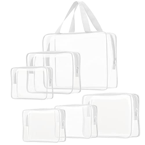 6pcs Crystal Clear Cosmetic Bags TSA Approved Travel Makeup Toiletry Bag