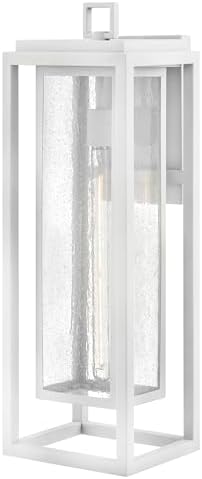 Hinkley Republic Large Wall Mount Outdoor Lantern, Composite, Clear Seedy Glass Panes, Anti-Fading Finish, Adjustable Mounting Hardware, Textured White Finish