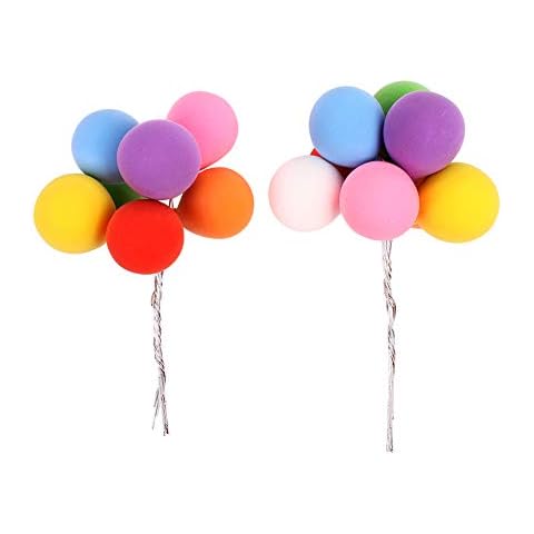 Unimall 2 Sets(16Pcs) Romantic Colorful Balloon Cake Topper Cupcake Picks Wedding Birthday Cake Decorations Party Favor Dessert Cupcake Topper Cake Picks Party Decoration Supply Cover