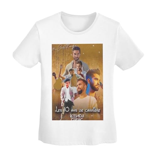 RLHRJEFZ T-Shirt Basique à Manches Courtes en Coton pour Femme Kendji France Girac Large