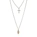 JSEA Womens Double Layer Gold Chain Necklace Cross Christian Pendant Necklace