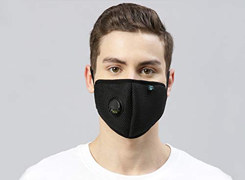 Fresh Filter Face Mask With Respirator (Black): Anti-Virus & Anti-Bacterial, Reusable & Washable
