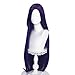 GUKAIIIZLDFGL Unisex Universal Costume Wig Black Purple Long Straight Hair Wigs Middle Part Fashion Heat Resistant Synthetic Fiber for Halloween Anime
