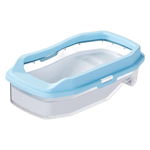 Whtkoph タートルタンク、ハンドル付きタートル生息地、給餌ボックス、繁殖用タートル水槽、リクガメ用爬虫類タンク、, 青