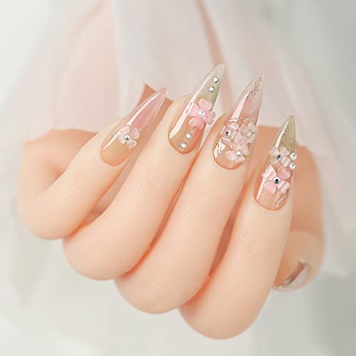 3D Flowers Nail Charms, 1 Box 3D Acrylic Flower Nail Art Rhinestones Pearls Crystals Design Jewels Accessories Nail Charms Colorful Four Leaf Clover Spring Acrylic Nail Supplies Manicure Diy Nail Deco #TOP6