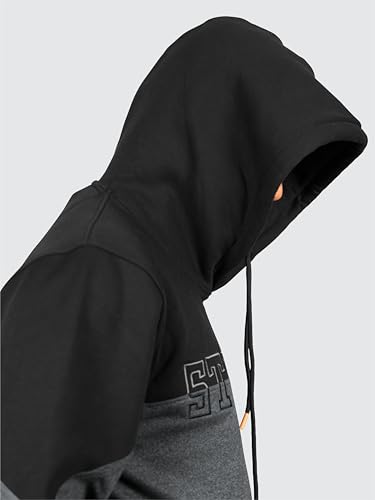 Image of STELLERS Men's Oversized Color Blocked Hoodies - Charcoal Grey | Premium Cotton | Feather Touch Feel | Sustainable