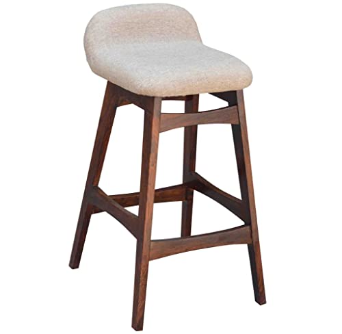 RAJ HANDICRAFT Solid Wood Bar Stool For Bar And Kitchen Room | Bar Stool With Cushion For Kitchen And Home | Sheesham Wood Bar Stool Quantity 1 Piece,Walnut