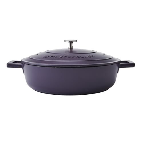 MasterClass Cacerola poco profunda de aluminio fundido, color morado, 28 cm, 4 litros, en caja de regalo