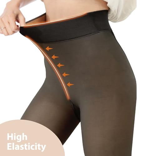 Dqcute Black Tights For Women Plus Size Fleece Lined Tights High Waist Sexy Opaque Thermal Tights Footed Party Stockings 1 Pair L-Xl thumb #3