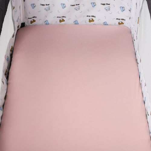 Image of Stretchy Fitted Crib Sheets Set 2 Pack Portable Crib Mattress Topper for Baby Girl Boy,Ultra Soft Jersey Material, Grey & Pink