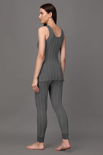 Image of Wearslim Women's Cotton Thermal Underwear Set, Thermal Sleeveless Camisole and Pant Set, Round Neck Tank Tops & Bottom Soft Warmer