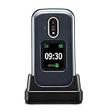 Doro 7080 4G GSM Mobiltelefon mit großem Farbdisplay, Bluetooth, Whatsapp, Facebook, Notruftaste, Taschenlampe, Wi-Fi, inkl. Tischladestation, 380470, Graphit-Weiss, 1 Stück (1er Pack)