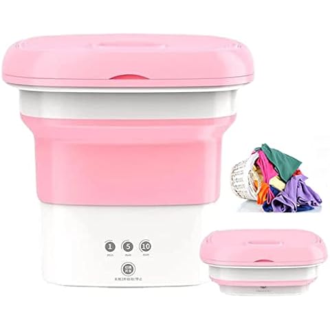 Jwdj Folding Washing Machine Mini Portable Washing Machine Travel Washing Machine Ozone Sterilization High Speed Turbine for Home Travel Apartments Dorms Socks Underwear Bra,Pink Cover