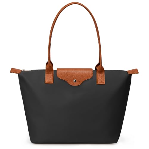 KALIDI FANCY FOREST - KALIDI Tote Bag for Women Nylon Top-Handle Purse,Large Capacity Shoulder bag,Spacious Hobo handBag with Zipper Leisure Foldable Weekend Black - Best Deal on Amazon