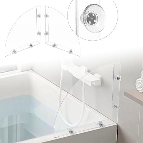 Daily Treasures - Daily Treasures 2Pcs Removable 10.6"x10.6" Large Shower Splash Guard with Silicone Sucker, Reusable Splash Guard for Shower, 3MM Thickened Bathtub Splash Guard,Detachable Bathtub Splash Guard for Tub