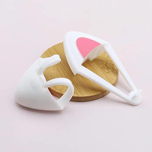 1 Pair Silicone Cat Ears Over-Ear Headsets Cute Decoration Adjustable Straps Attachment Accessory for Video Live Gaming Headphones White