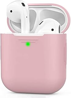 AhaStyle AirPods Case Cover Silicone [Front LED Visible & Supports Wireless Charging] Compatible with Apple Airpods 2&1(2019)(Without Carabiner, Pink)