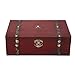 Tyenaza Dekorative kleine Holzkiste Aufbewahrungsbox Holztruhe Retro Vintage Schatz Andenkenbox (rote Holzfarbe)