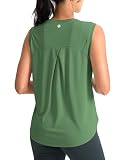 SANTINY Women's Workout Tank Tops Athletic Gym Yoga Shirt (Green, M)