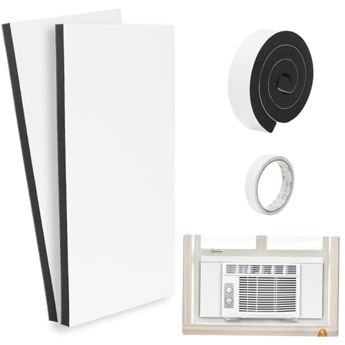 HOXHA Air Conditioner Foam Insulation Window Kit 2 Pack, AC Side Panels Kits, Air Conditioner Accessories Seal, 17 inch×9 inch ×7/8 inch,White