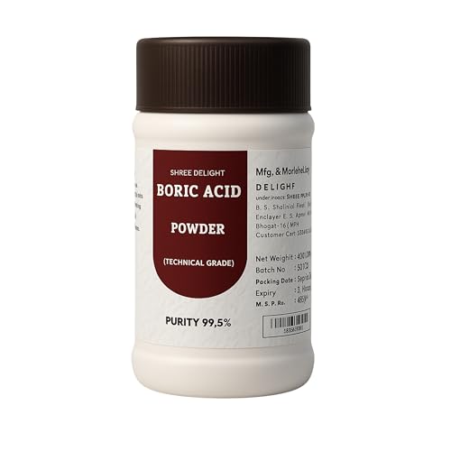Image of Boric Acid Powder (400GM) - Carrom Board Powder, Natural Pest Control, Rice Preservation, Cleaning Agent for Home, Kitchen, Bathroom - Cockroach, Ant, Termite, Insect Control, Woodworm & Mold Removal