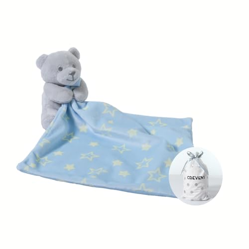 CREVENT Cozy Plush Baby Security Blanket Loveys for Baby Boys with Animal Face, Baby Shower/Birthday Gifts for Newborns Infant Toddler (Hugging Bear) 