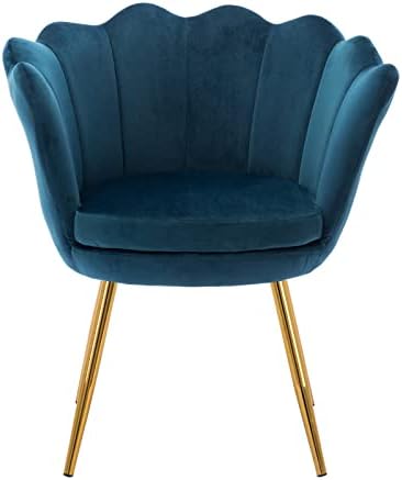 chairus Velvet Accent Chair for Living Room/Bed Room, Upholstered Mid Century Modern Leisure Arm Chair with Gold Metal Legs, Guest Chair, Vanity Chair(Teal Blue)