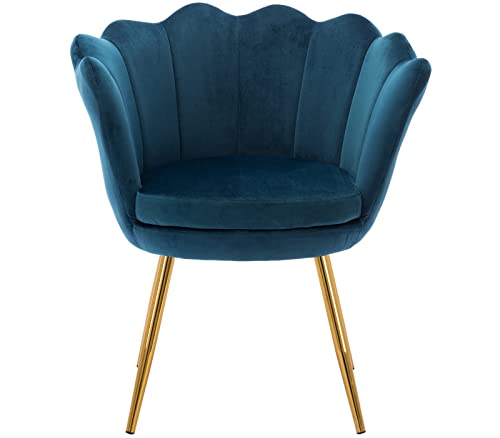 Chairus Velvet Accent Chair For Living Room/Bed Room, Upholstered Mid Century Modern Leisure Arm Chair With Gold Metal Legs, Guest Chair, Vanity Chair(Teal Blue) #TOP3