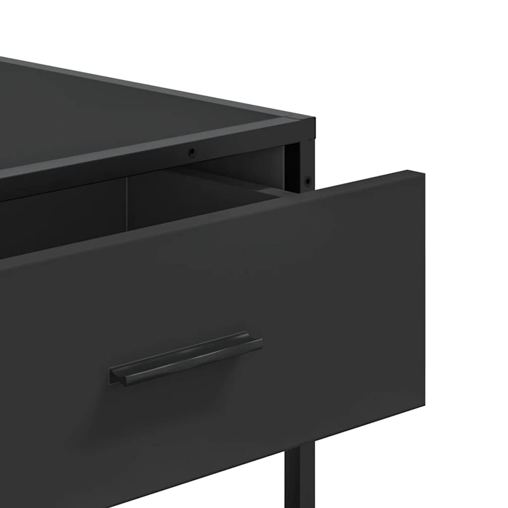 Tavolo consolle nero 90 x 35 x 80 cm in legno e struttura in metallo Design moderno con cassetti e ripiani, robusto mobile per soggiorno, camera da letto e corridoio