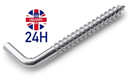 SS8 60mm L Hooks Screw in (Pack of 5) Hook Heavy Duty Square Cup Metal Hanger Picture Hanging Dresser Outdoor - Image 4