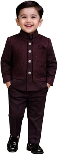 Chinnie Kids Wear Boys 2 Piece Jodhpuri Suit, Blazer and Trousers